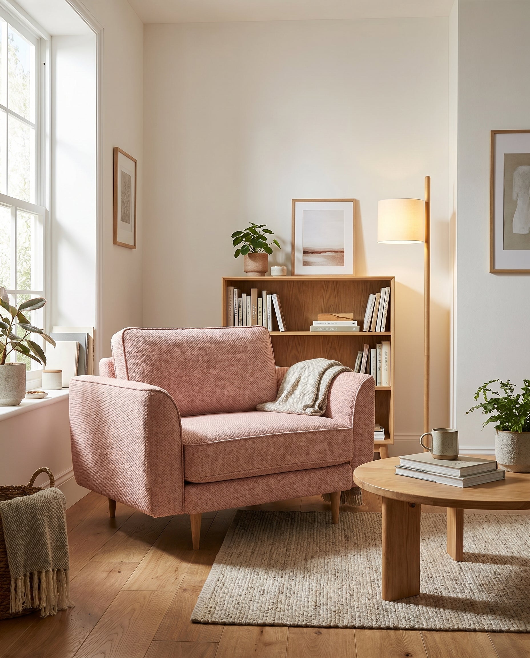 Chillax / Loveseat / Fitilli / İtalyan Kol / Fulya Kadife / Pudra Pembesi / Charlotte / Naturel