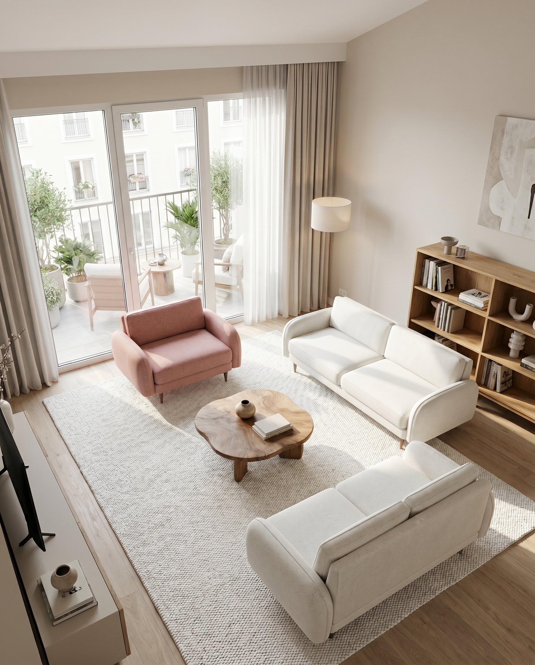 Pudra Pembesi ve Zambak Beyazı 3 - 3 - Loveseat Koltuk Takımı