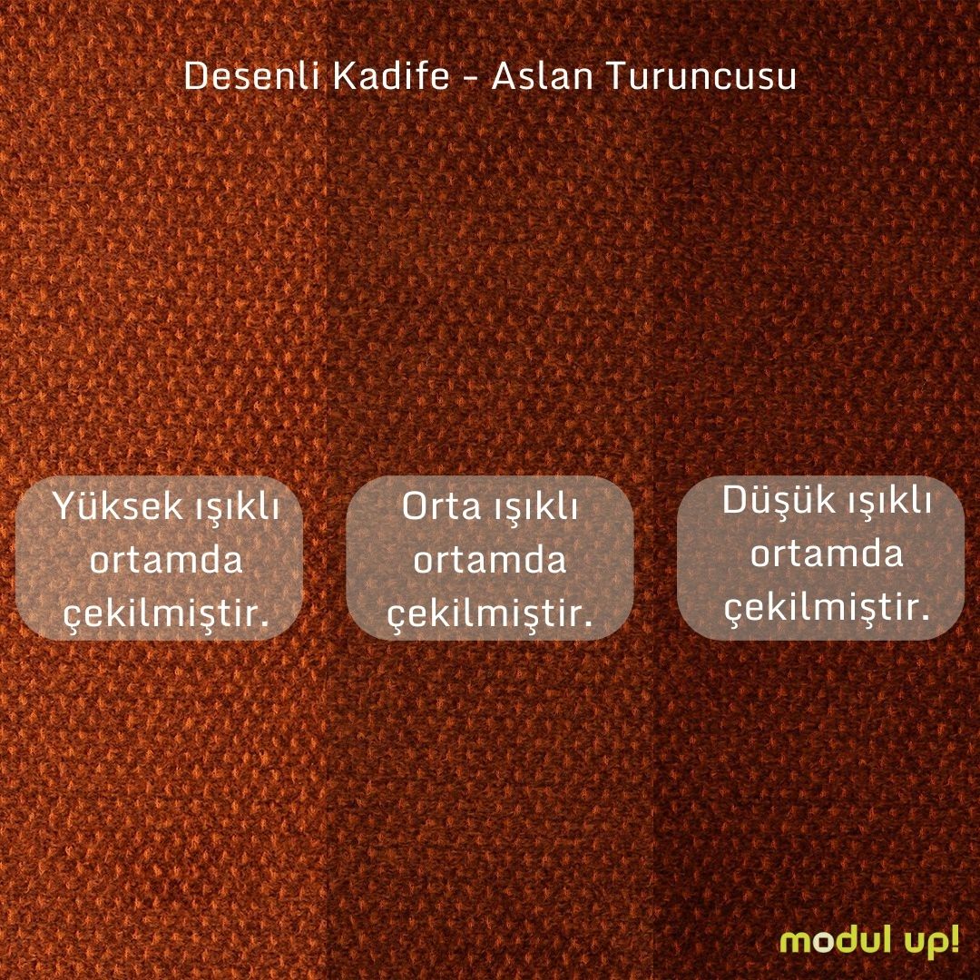 Chillax / L Köşe / Fitilli / İtalyan Kol / Desenli Kadife / Aslan Turuncusu / Charlotte / Naturel