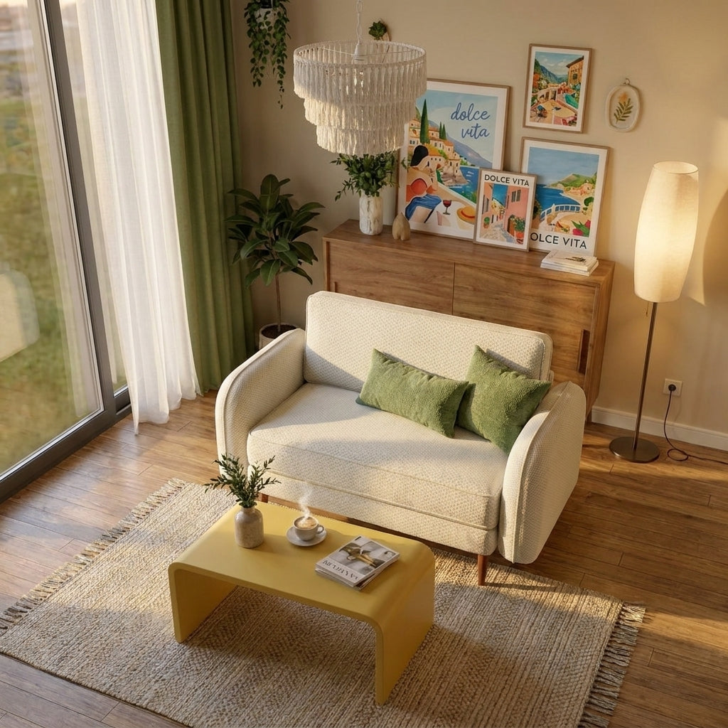 Chillax / Loveseat / Fitilli / Post Modern Kol / Fulya Kadife / Fildişi Beyazı / Charlotte / Ceviz