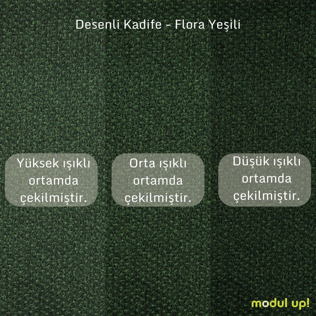 Chillax / Midi Köşe / Fitilli / İtalyan Kol / Desenli Kadife / Flora Yeşili / Carlo / Naturel